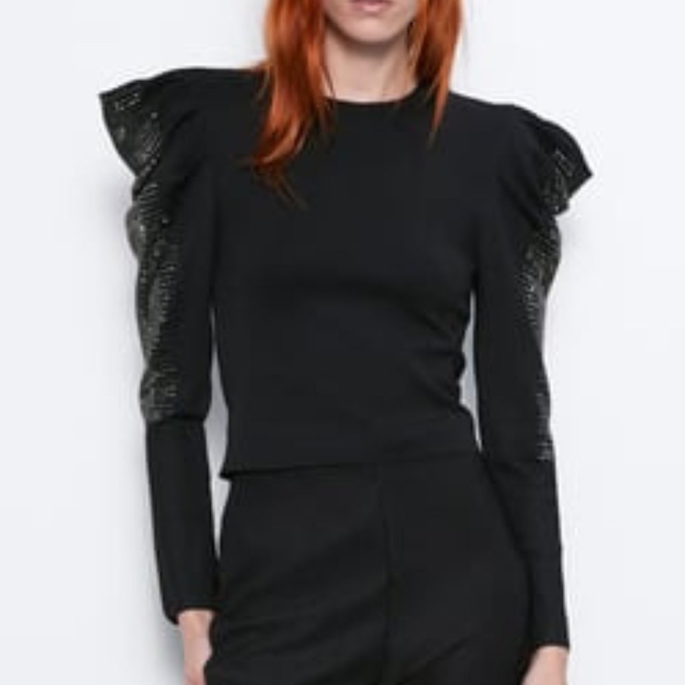 Zara Sparkly Sleeve Sweater